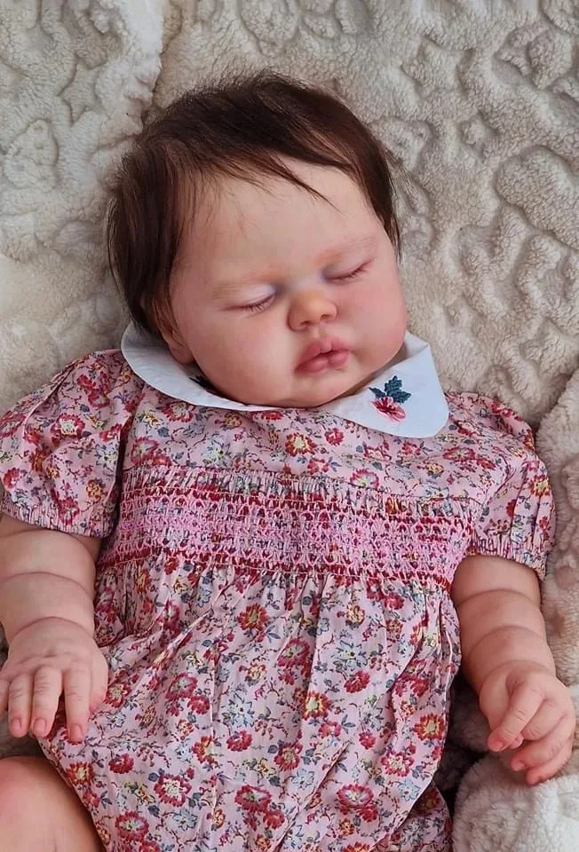 24Inch Hand Rooted Hair Pickle in Soft Cloth Body Lifelike Reborn Toddler Cuddly Bebe Girl Doll Baby