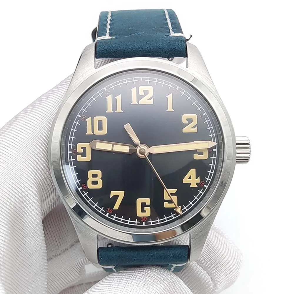 2024 New 40mm Stainless Steel Case Green Luminous Men\'s Water Resistant Mechanical Watch, Casual, Three Colours Strap