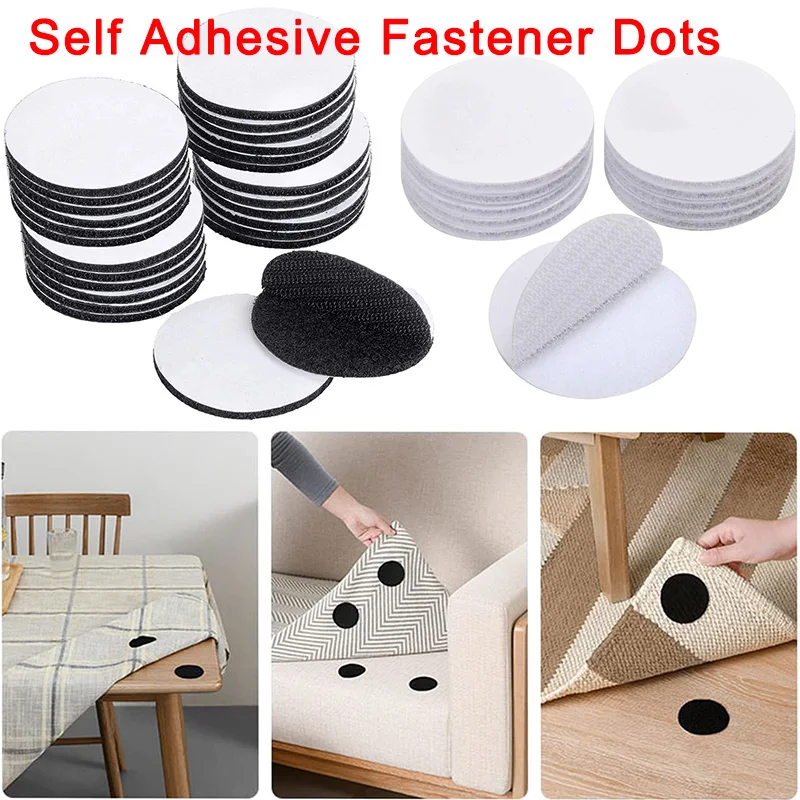 5/20Pais Self Adhesive Hook and Loop Dots Fastener Tape Nylon Sticker Pads Wall Mounting Tape Round Coins DIY Hook Loop Adhesivo