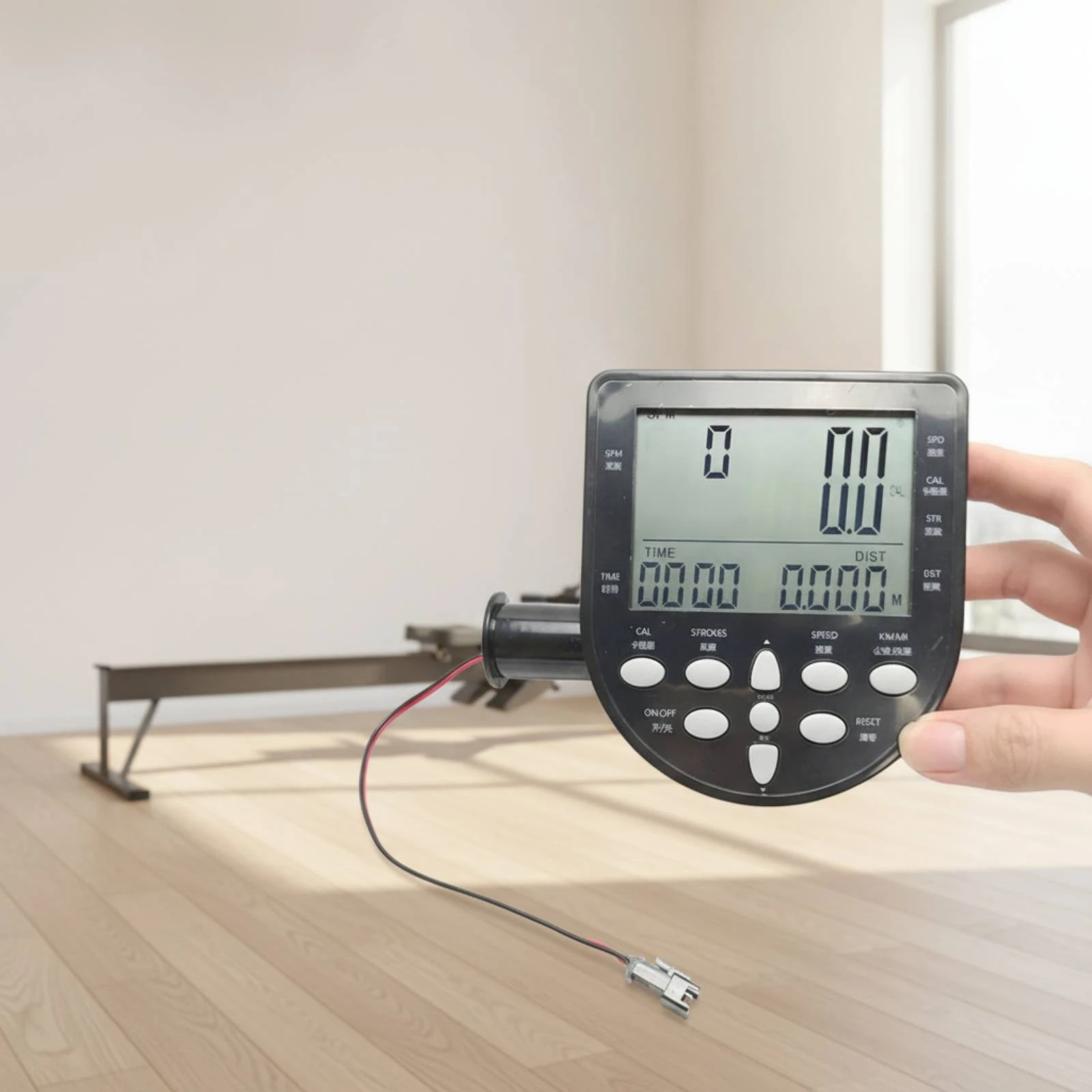 Rowing Machine Monitor with LCD Display Clear Rower Monitor with Sensor Fitness Computer with LCD Screen Battery-Operated