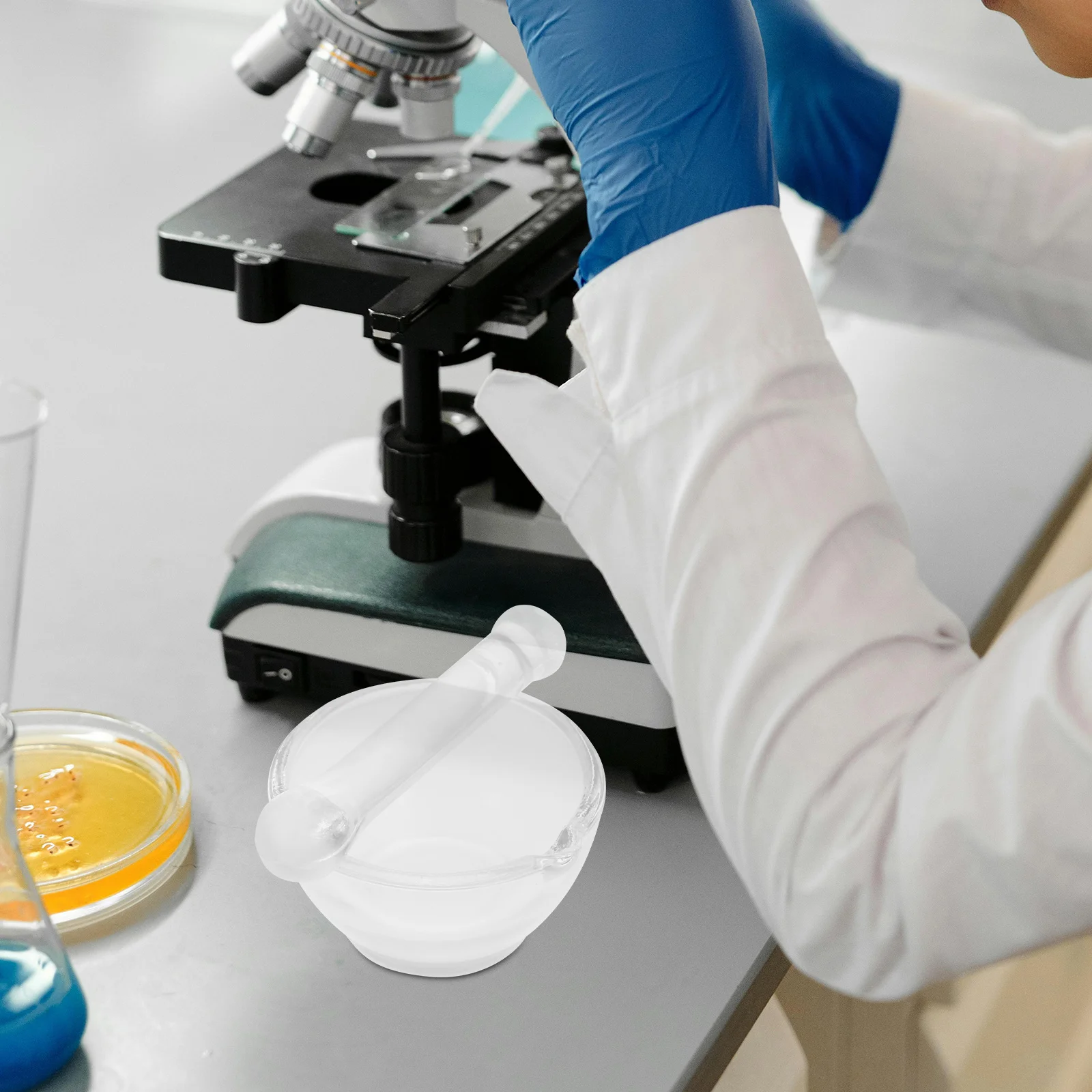 

1Set Glass Bowl and Pestle Set Strong Durable Grinder Pestle Bowl Lab Kitchen Essential Lab Bowls Labs Supplies