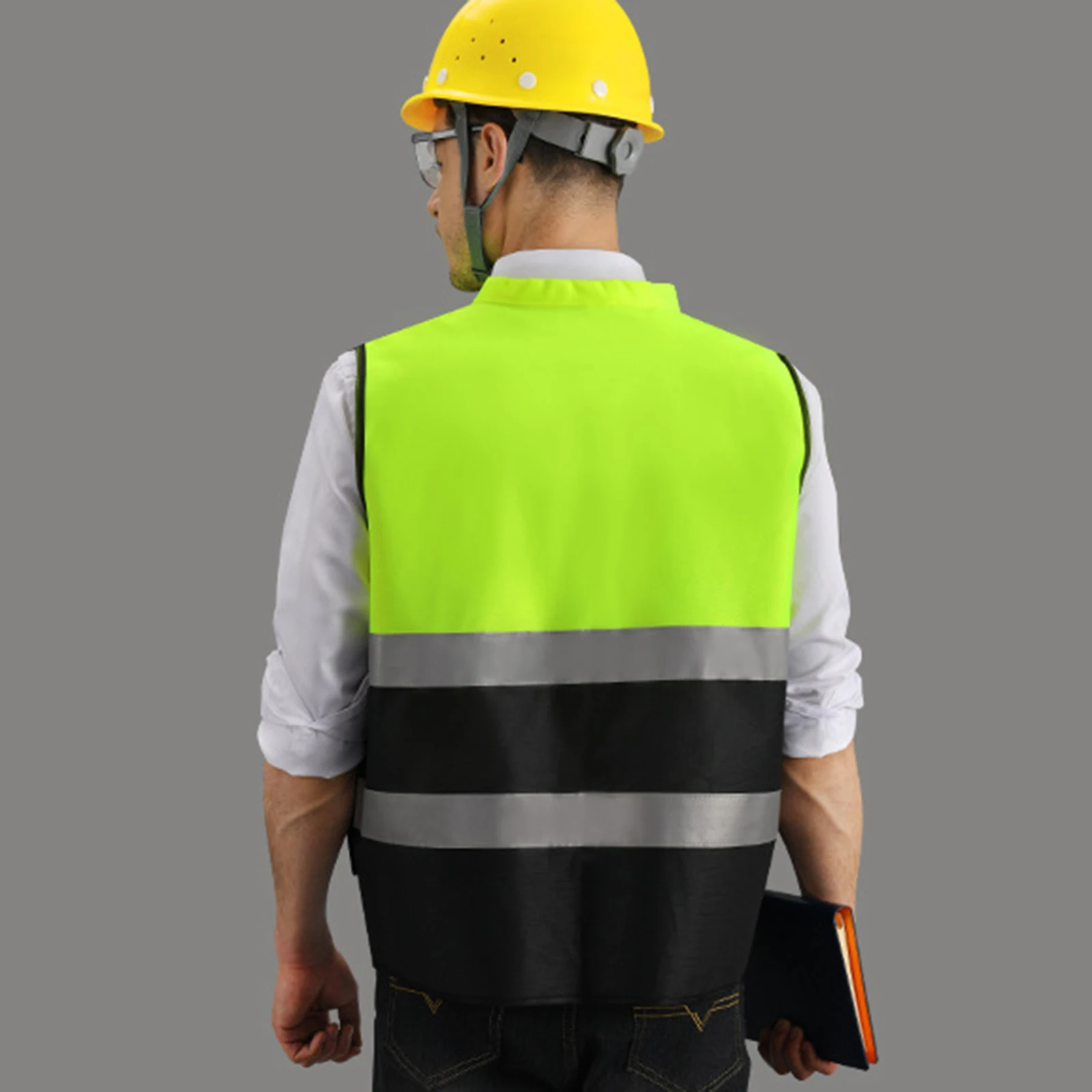 High Visibility Vest Pockets and Zipper Reflective Safety Vest Construction Vest for Night Work Cycling Warehouse Work Road