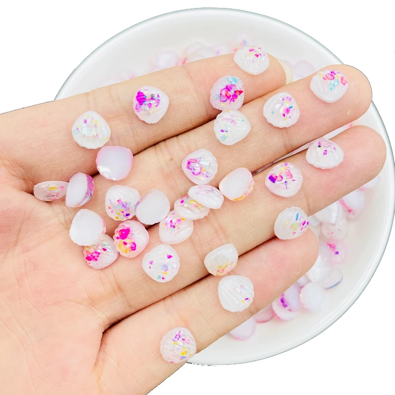 50 Pcs New Mini Kawaii Cartoon Cute Shiny Shells Resin Scrapbook Rhinestones 3D For DIY Manicure Accessories Decorations