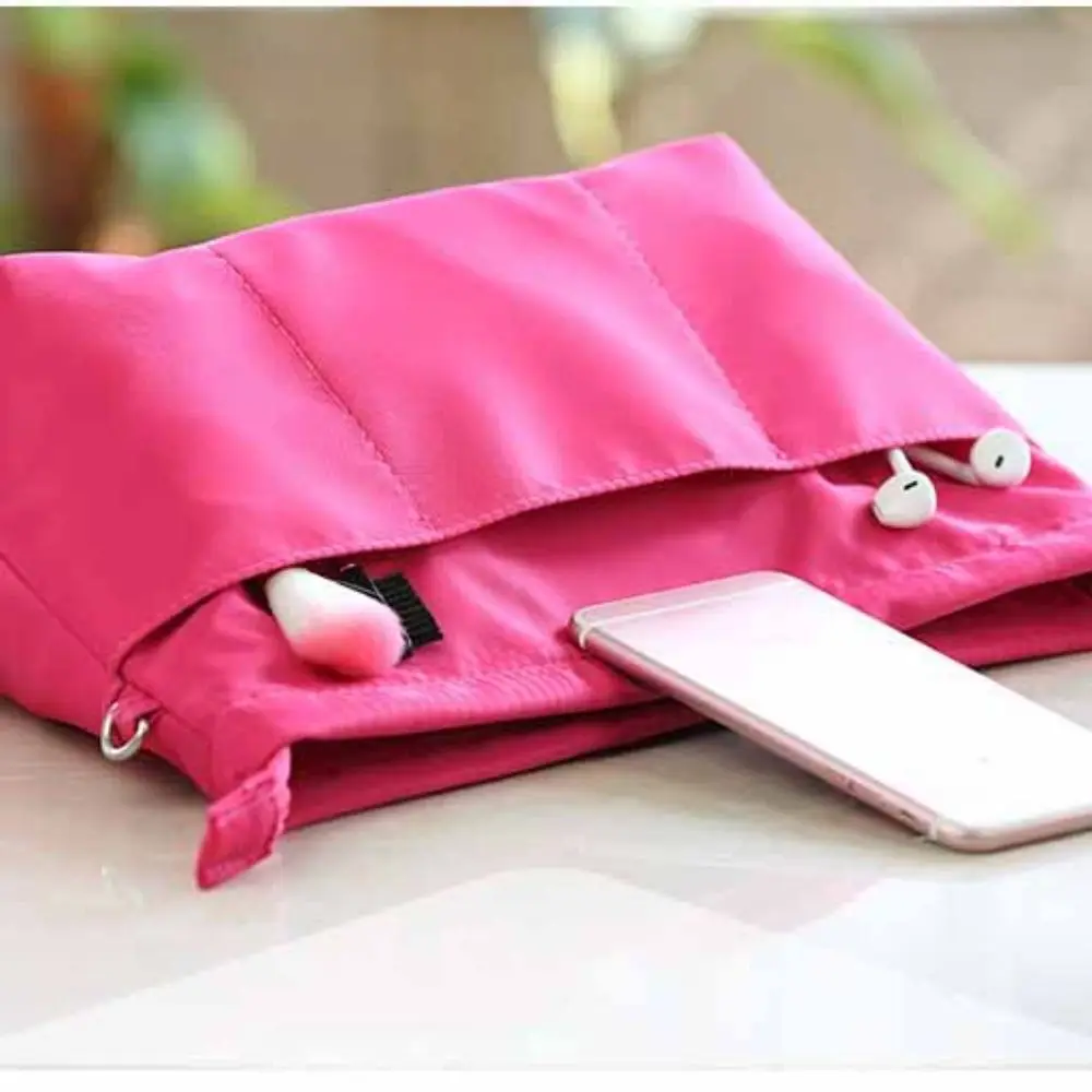 Cosmetic Organizer Insert Bag Storage Bags Multifunctional Multi-Pocket Handbag with Zipper Solid Color Inner Bag