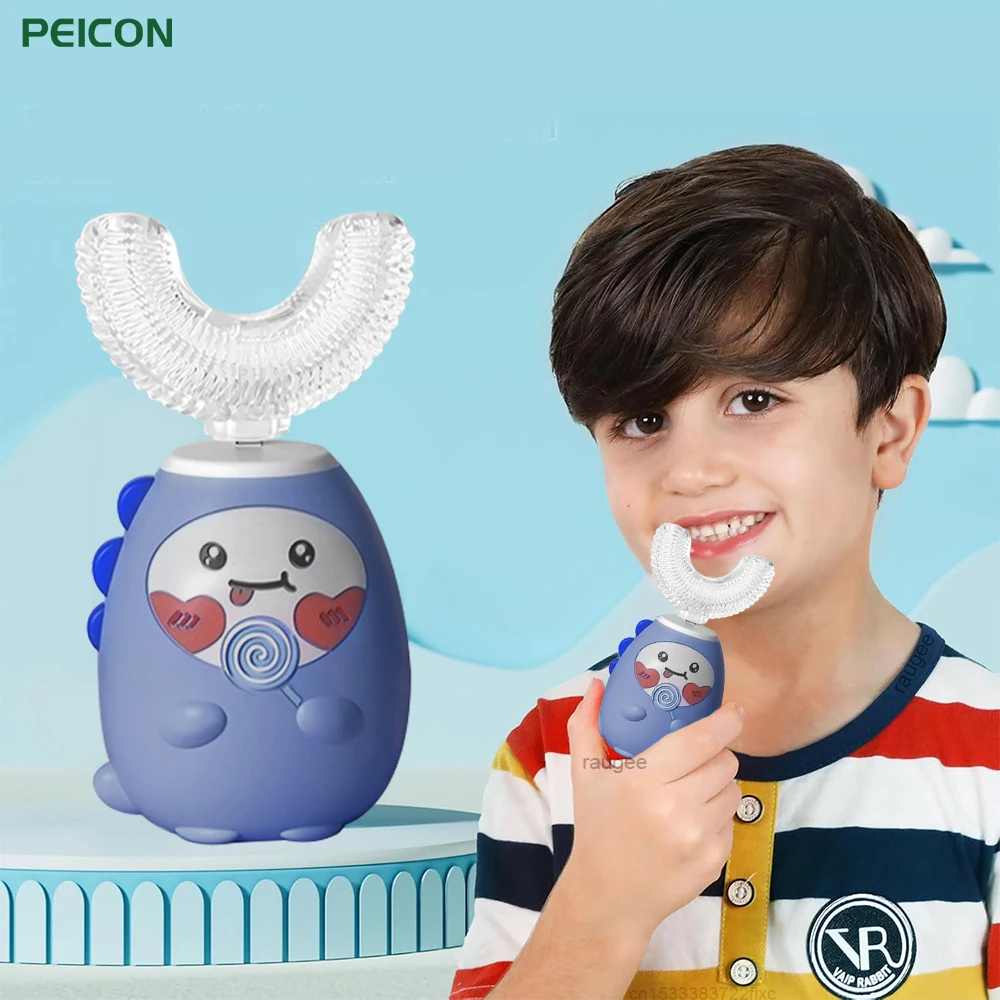 

Children U-shaped Electric Toothbrush 360 Degrees Automatic Clean Teeth USB Rechargeable Kids Cartoon Silicone Sonic Toothbrush