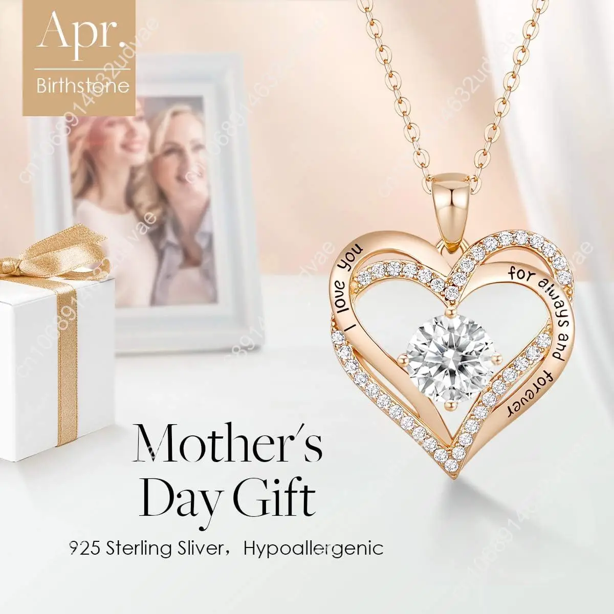 Ожерелья CDE Forever Love Heart для женщин, годовщина свадьбы, подарки ко Дню матери на день рождения для мамы, матери, жены, подруги, S