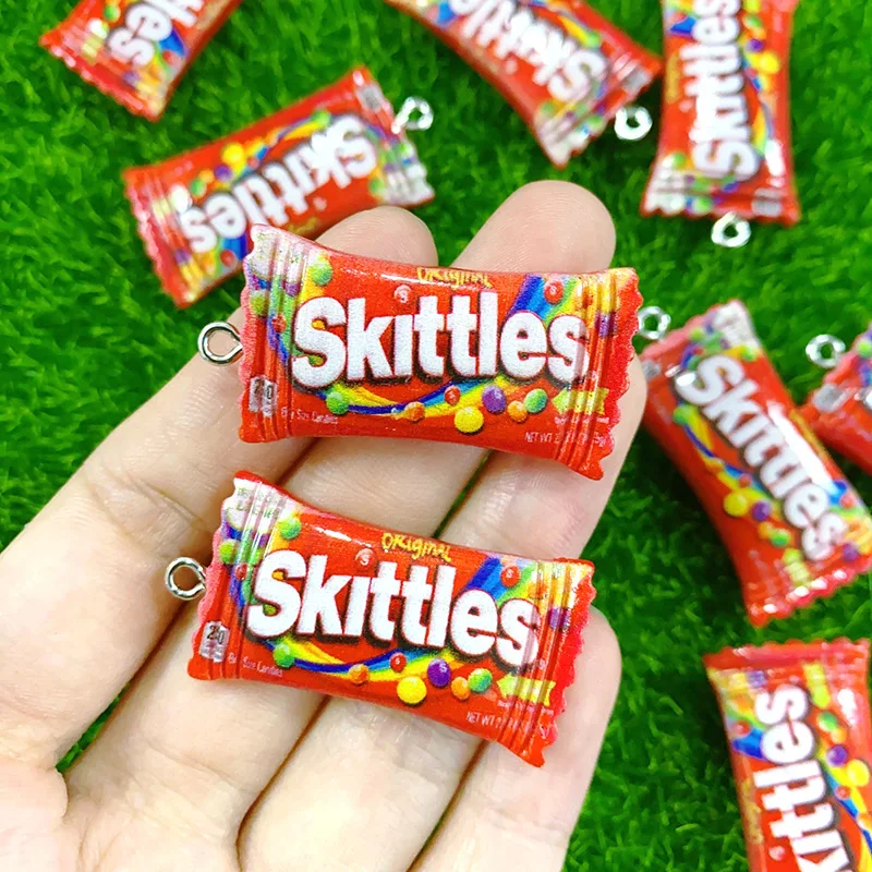 10pcs Rectangle Rainbow Chocolates Candy Resin Charms Children's Day Sugar Gift Jewelry Make Diy Earring Keychain Small Pendants