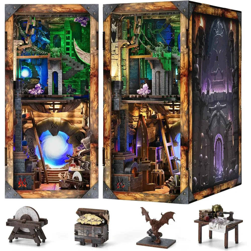 

Миниатюрный набор кукольного домика с книжной полкой: лезвие и волшебный тематический декор для крошечного дома для взрослых и подростков