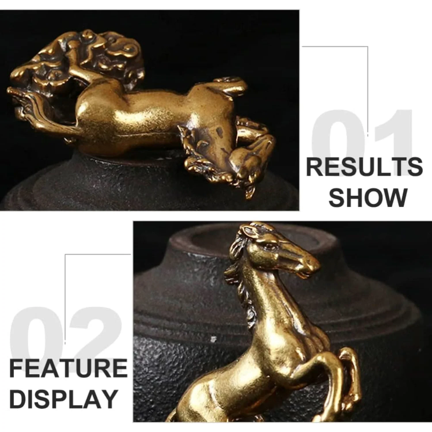 말 동상 - 1.6×1.9" 장식 사무실 장식용 장식 입상 - 완벽한 탁상 장식 조각 장식 그림