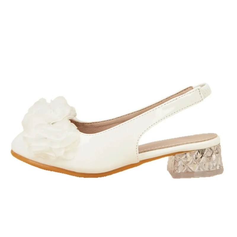 

Весна 2026, сандалии принцессы с цветочным узором для девочек, детская удобная модная обувь на высоком каблуке с кристаллами и мягкой подошвой для повседневной носки