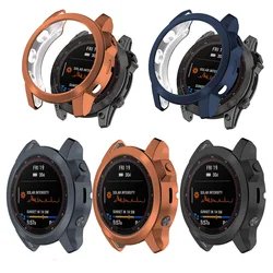 Protective Case Cover for Garmin Fenix 7 7S 7X 6 6S Sapphire Solar Smart Watch Clear Colorful Soft Protector TPU Plating Cover