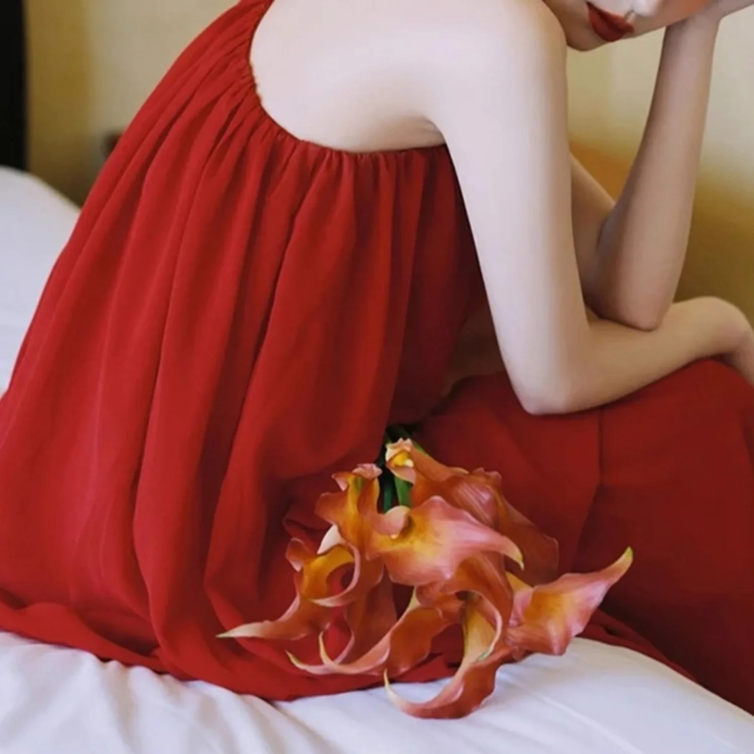 فستان أحمر غير منتظم للنساء بدون أكمام لحفلات الأعياد الصيفية ماكسي فيستدوس Bodycon أنيق فضفاض ملابس كلاسيكية أنيقة للسيدات