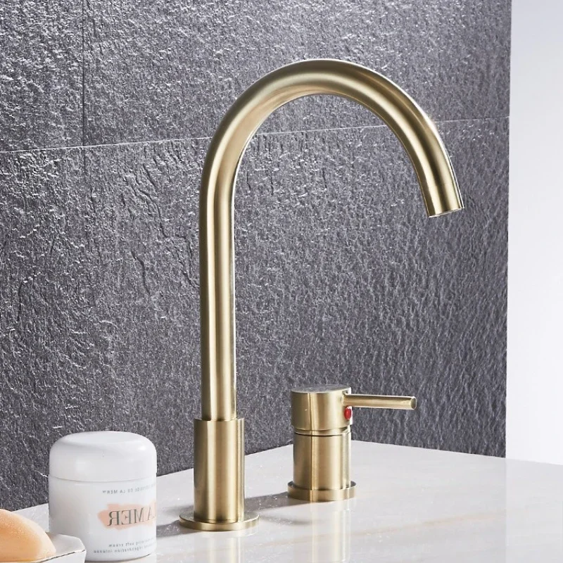 Split-Style Two-Hole Basin Faucet Set Single-Handle Dual-Hole Hot/Cold Basin Faucet For Bathroom Vanity