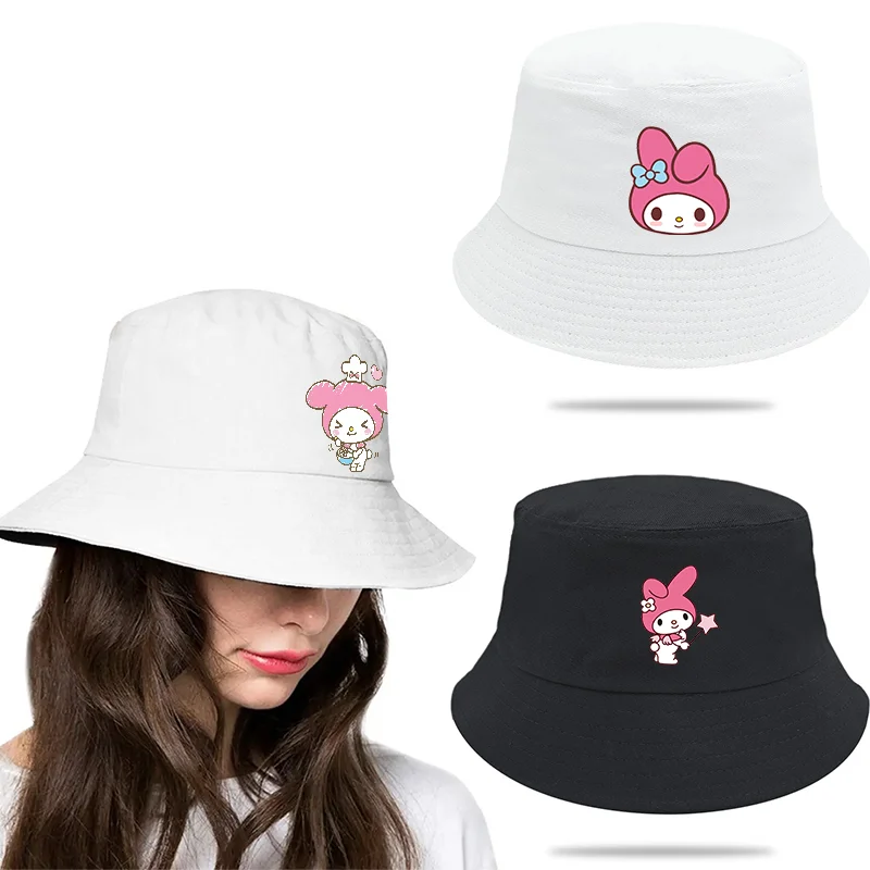 

Anime My Melody Printed Fisherman Hat Cute Cartoon Basin Hats Autumn Summer Beach Sun Shade Girls Panama Cap Sun Hat Bucket Hat