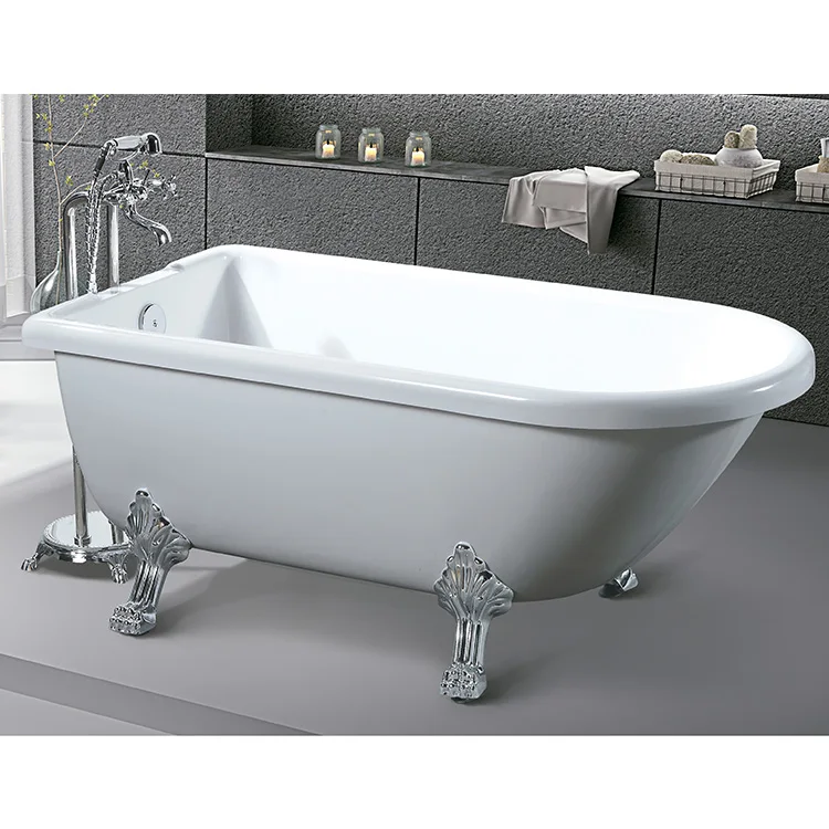 Acrylic yellow plain cast iron claw foot bathtub for home hotels