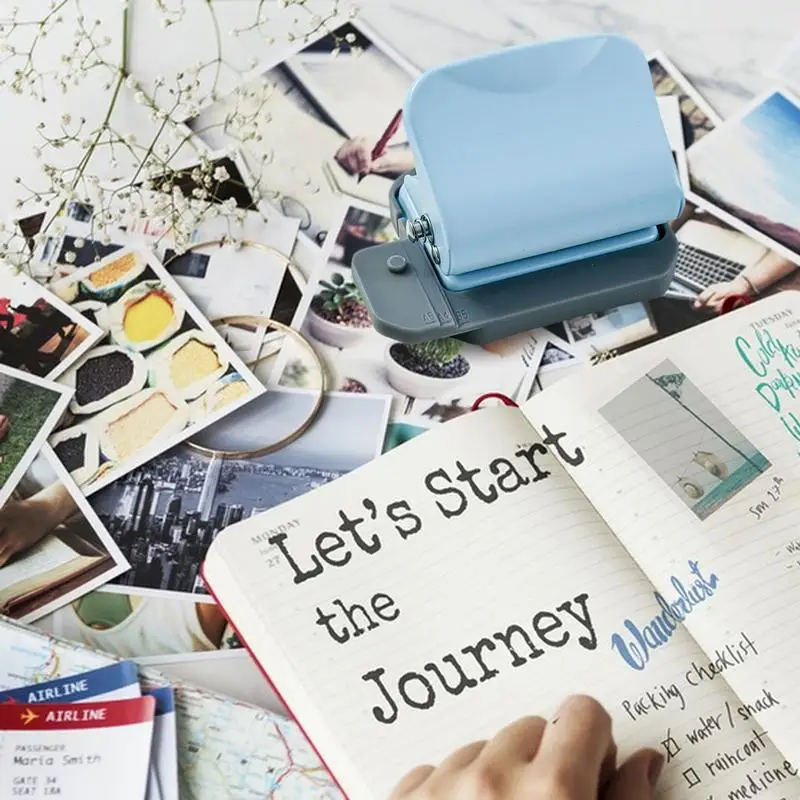 Perfurador de papel manual ajustável Máquina de perfuração pequena para fichário de folhas soltas, 6 furos, A5 Hole Punch, Planejador