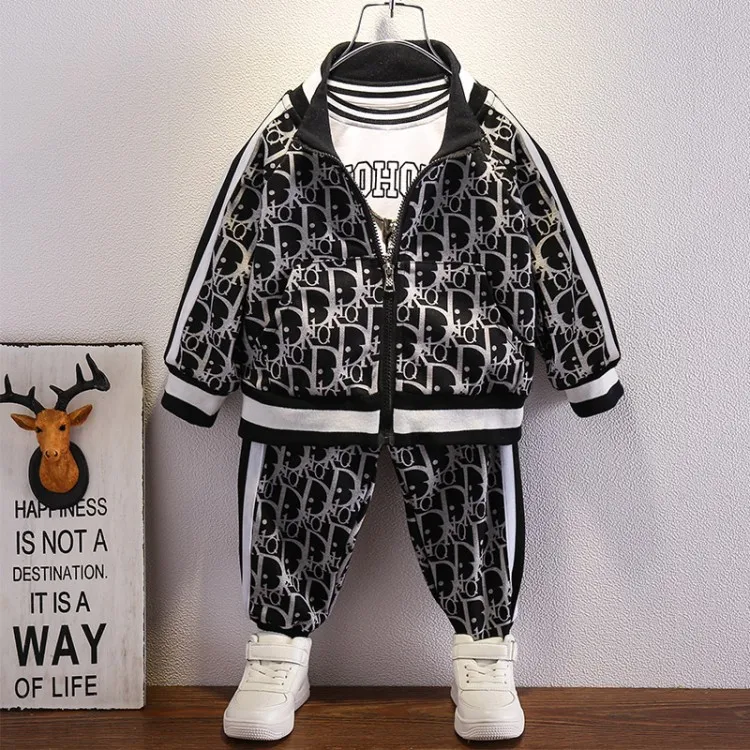 Spring Autumn Teen Tracksuits Children Casual Clothes Suit Baby Boys Zipper Jacket + Pants 2pcs/sets Kids Toddler Suit 2-8Years