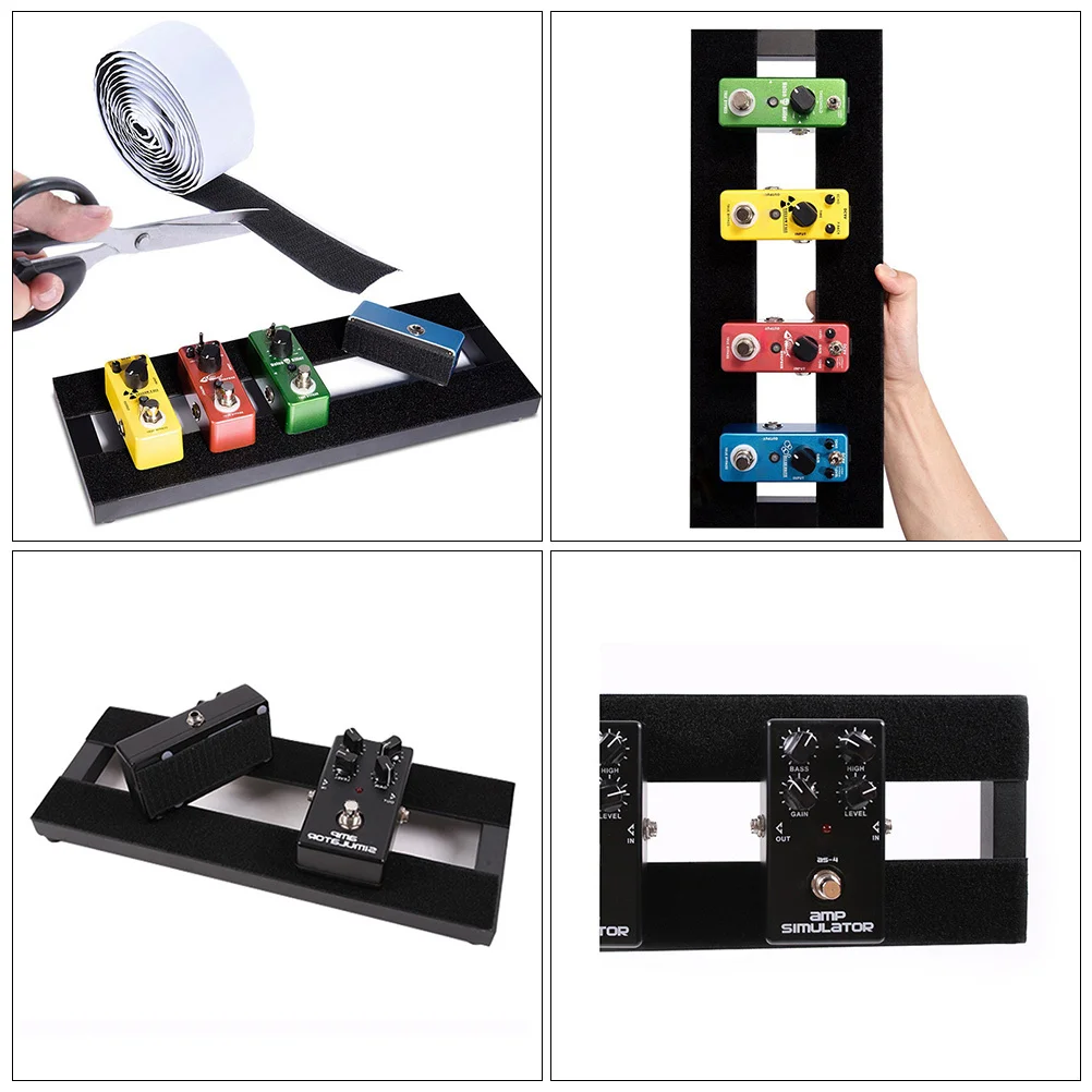 

2 Rolls Black Guitar Effect Fastener Strong Adhesive Hook and Loop Tape for Pedal Board Stability Electric Guitar Accessory