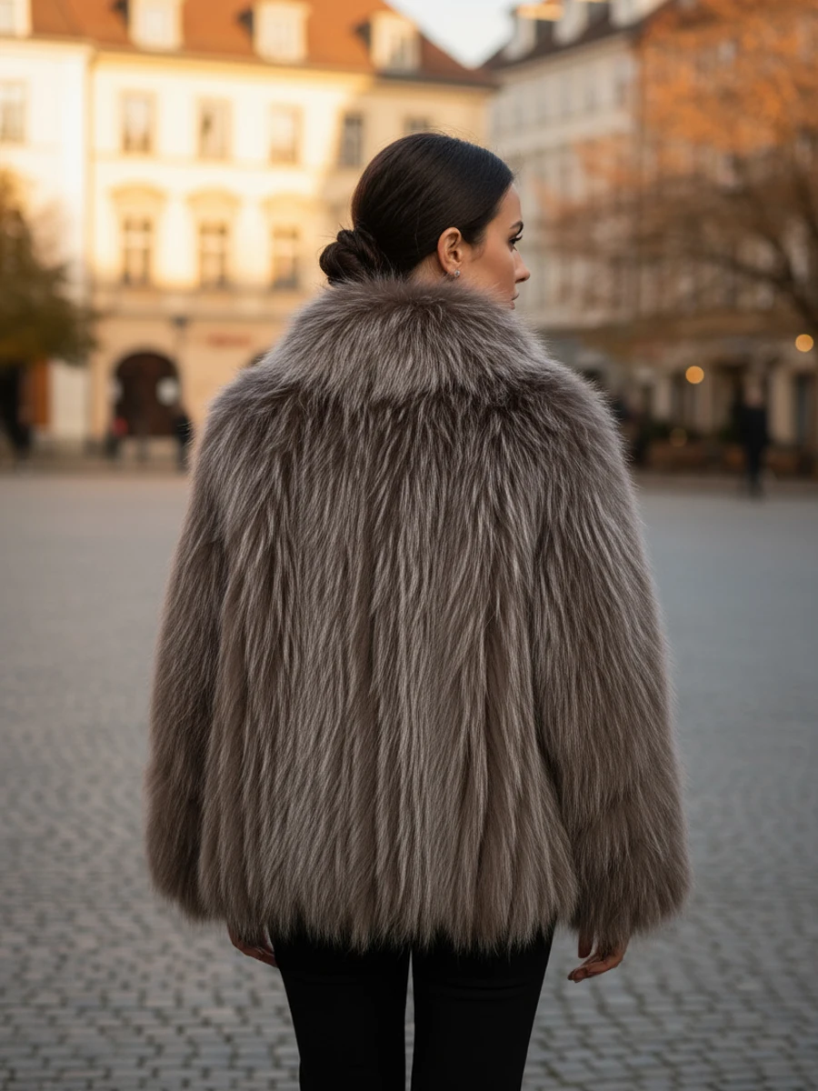 HDHOHR 2025 리얼 폭스 퍼 코트 여성용 럭셔리 천연 니트 폭스 퍼 재킷 겨울 따뜻한 리얼 퍼 의류 여성용 플러스 사이즈