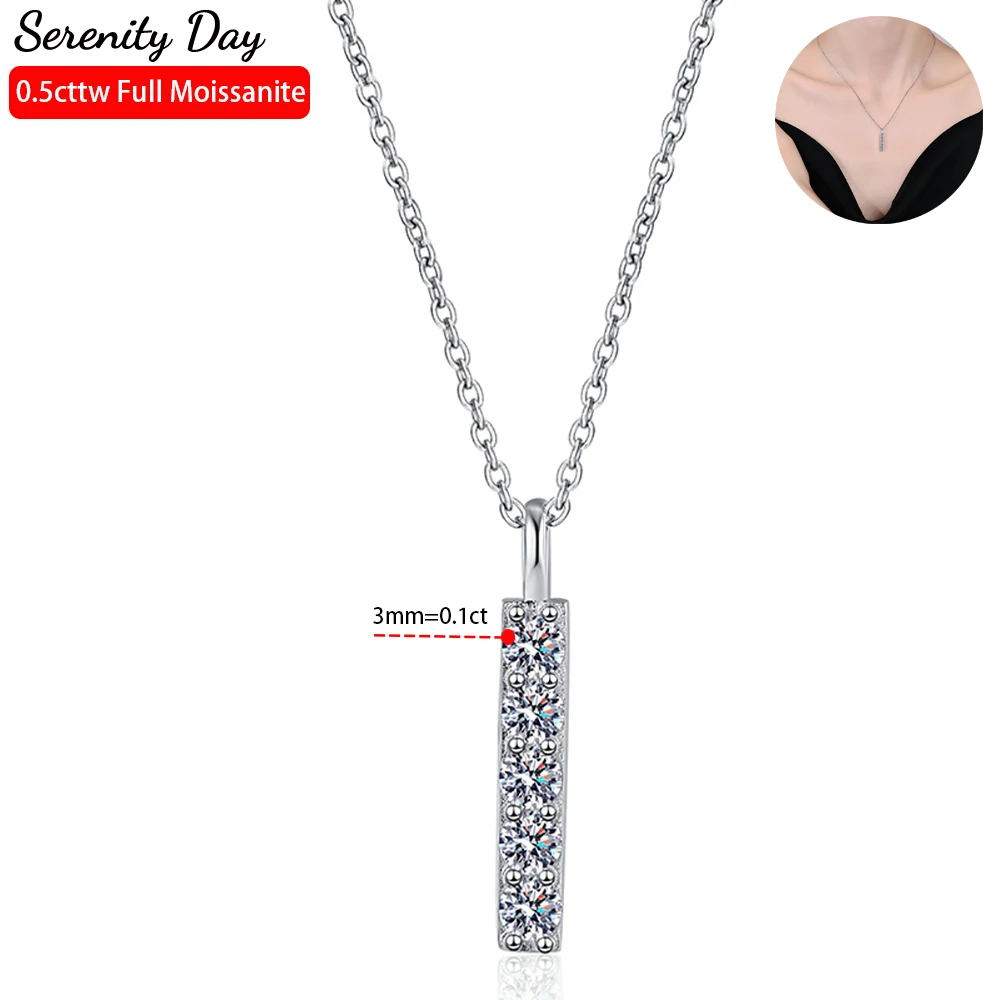 Serenity Day 0.5cttw 5 Stones 3mm Real D Color Moissanite Necklace For Women S925 Sterling Silver Pendant Fine Jewelry Wholesale