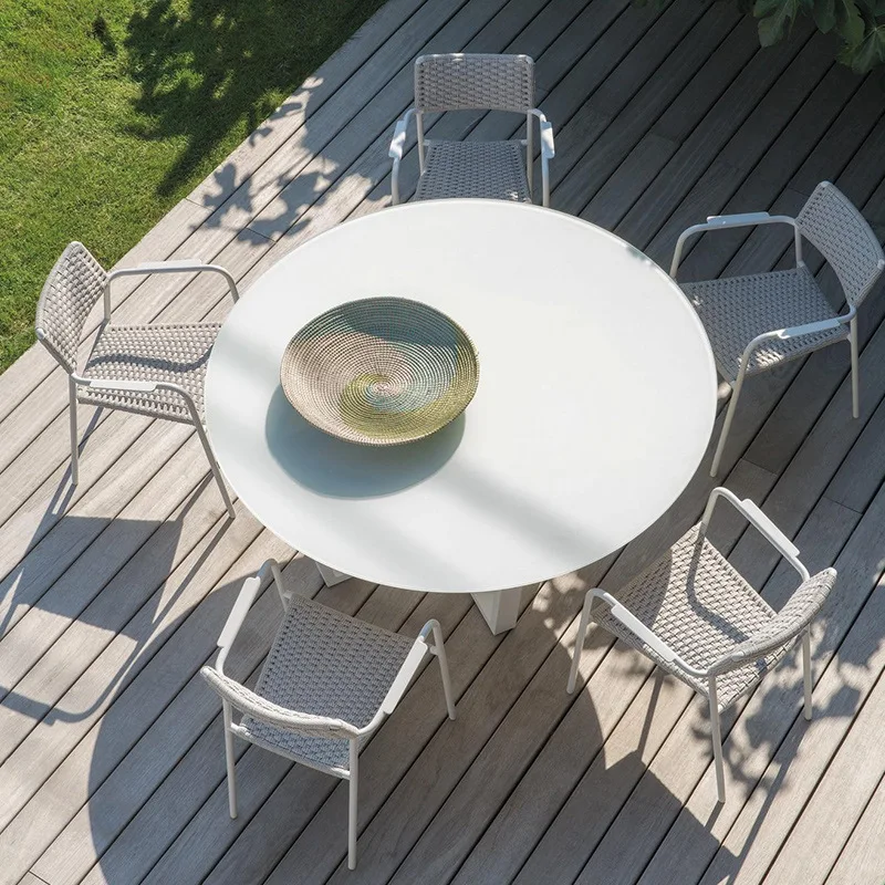 

Outdoor tables and chairs, Nordic simplicity, open-air rattan tables and chairs