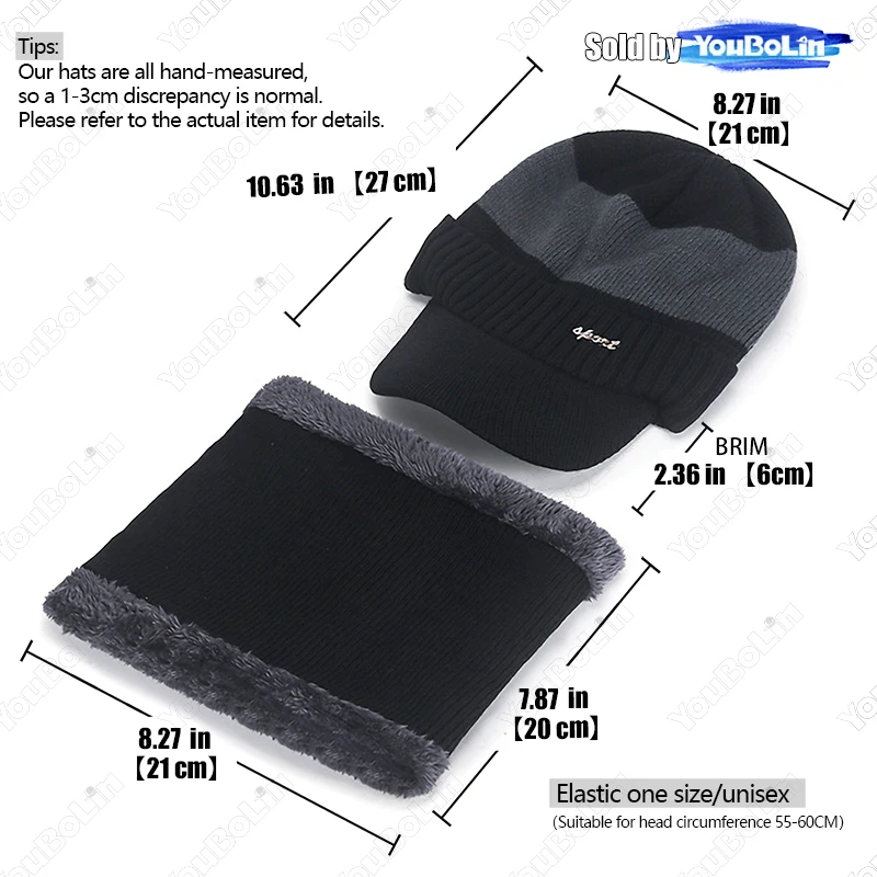 Winter Unisex Two-Piece Set: Outdoor Cold-Weather Knitted Scarf Cap