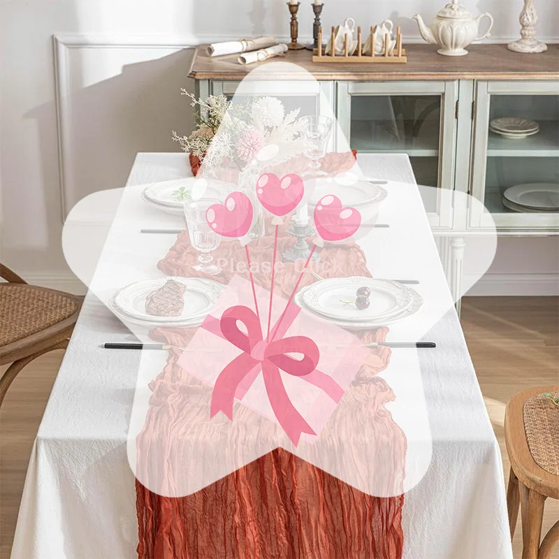 Boho Gauze Table Runner Crinkled Cheesecloth Table Runner For Wedding Party