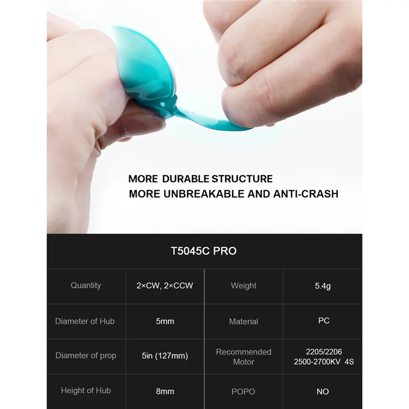 AA84 8 шт. T5045C PRO пропеллер Tri-лопастной FPV пропеллер 4CW + 4CCW для FPV Freestyle Drone Quadcopter часть