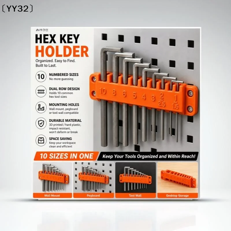 Numbered Hex Socket Organizer Punch-Free Wall Mount Tool Storage Rack For Pegboard Workshop〔YY32〕