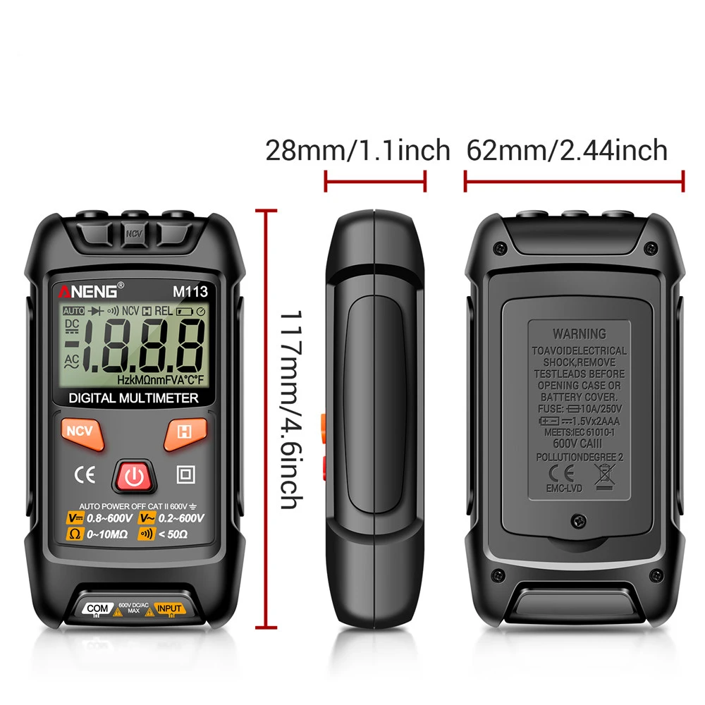 M113 Multimeter Digital Display High Precision Portable Voltage Ammeter Intelligent Multifunction Electrician Tools