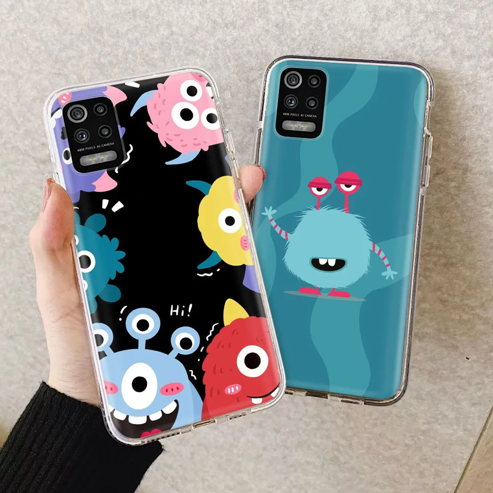 Transparent Case for VIVO V25 X80 Y01 Y02 Y02S Y16 Y22S Y35 OPPO Find X5 Reno 8 8T A17K A77S A78 Pro Soft Cover Monsters