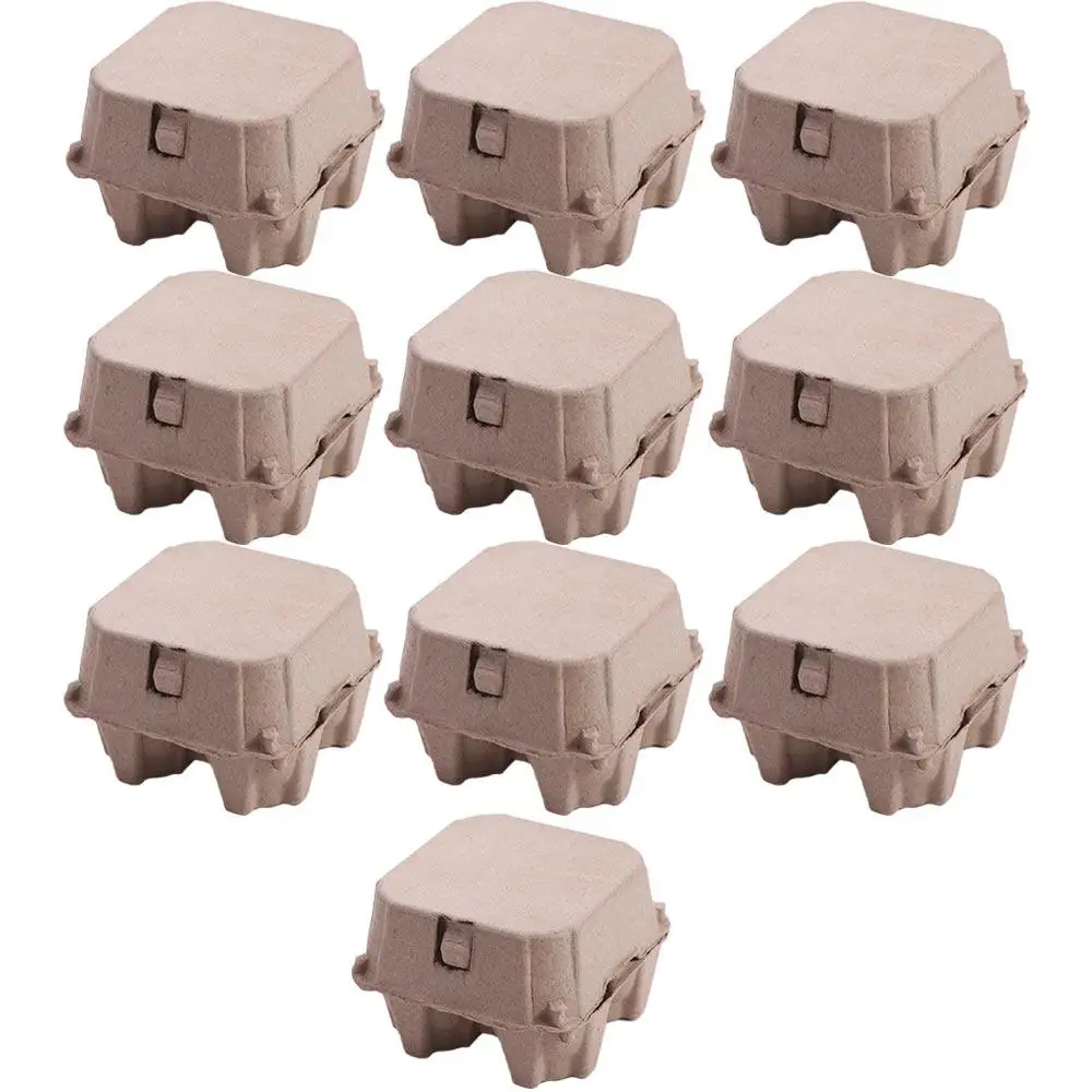 10Pcs Creative 4 Grids Paper Pulp Egg Cartons Stackable Reusable Empty Egg Storage Box Space Saving Chicken Eggs Tray Kitchen