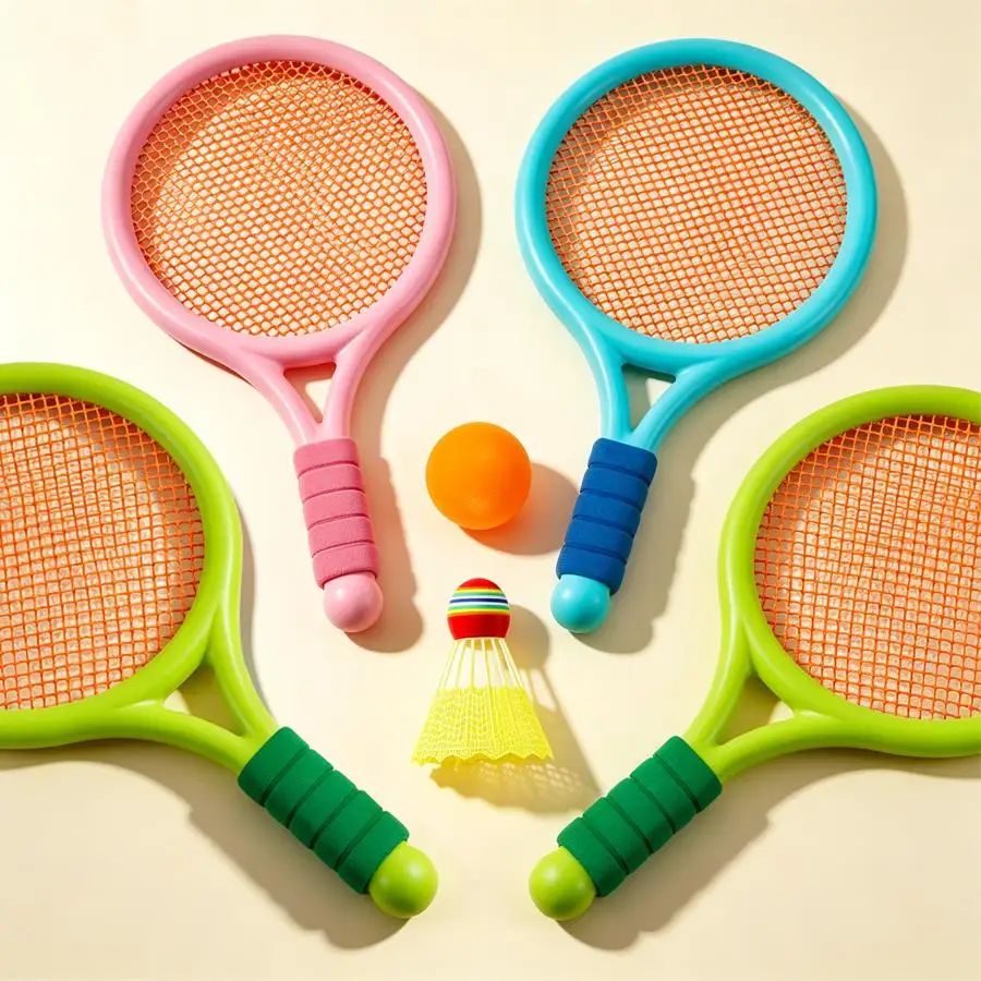 4pcs Soft Racket Play Kit, Badminton Set with Matching Ball & Shuttlecock, Interactive Outdoor Toy for Leisure Activities XJM