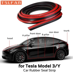 Tira de sellado de goma para puerta de coche, kit de pegatinas de aislamiento acústico para capó de maletero, accesorios de sellado de pilar A B, modelo Tesla 3 Y