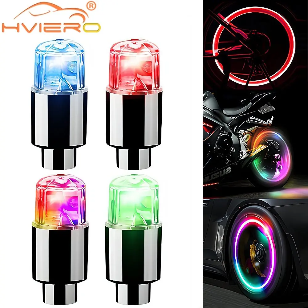 4Pcs Car Hub Color Nozzle Door Lights Tire Valve Stem LED Lamp Shade Bicycle Motorcycle Style Decoration Modification Accessorie