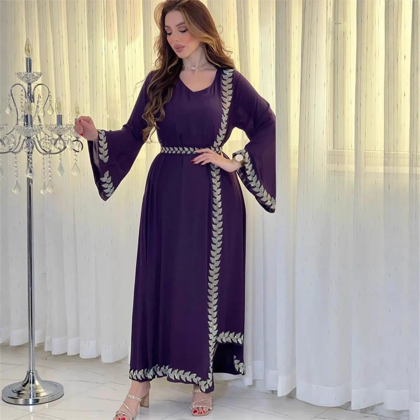 

Women's Lady Clothes Sparkling Flare Dress Sexy Long Dress Luxurious Elegant Long Dress Abaya Ramadan Dubai Luxury Islam Elegant