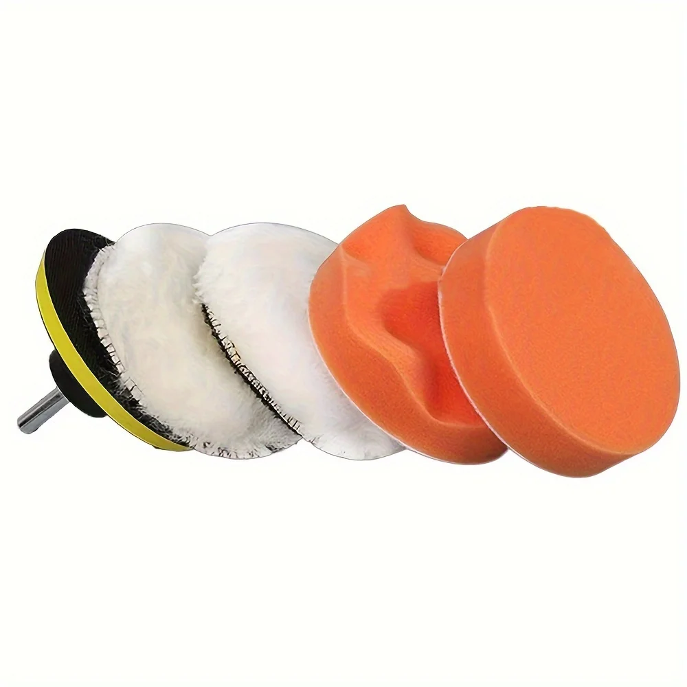 6 Pieces/set of Car Polishing Pads, Sponge Hair Polishing Discs, Car Shape Polishing Discs, with Backboard Drill Adapter