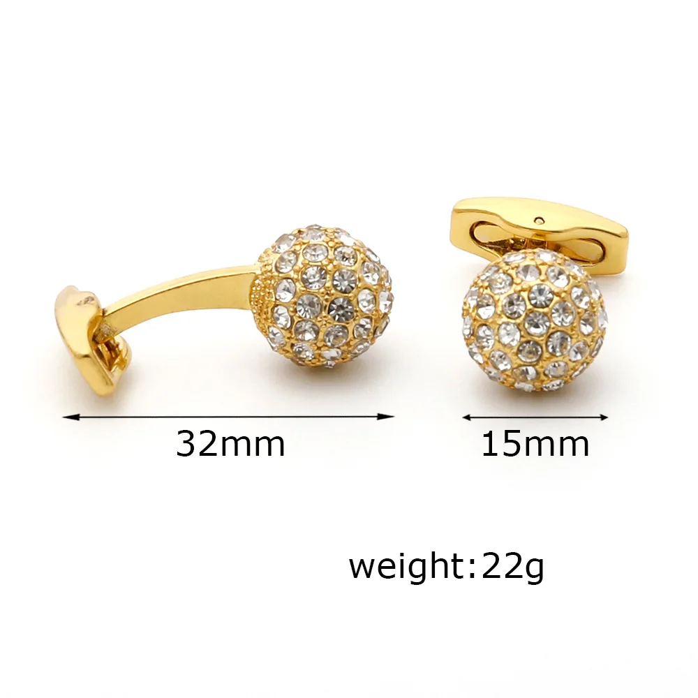 Golden Bead Spherical Cufflinks Exquisite And Elegant Banquet Cufflink Men's Business Party Shirt With Eye-catching Decorative
