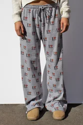 Spring and Summer Slimming High Waist Wide Leg Hiphop Sports Home Pajama Pants Fashion I Love Music Casual Women's Pants