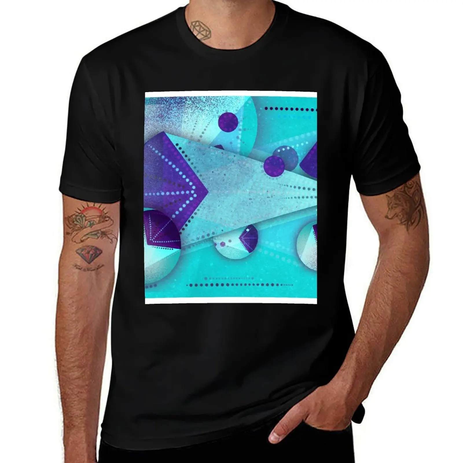 Cyber Purple- A stream of shapes and colors T-Shirt Big and Tall Gym T-Shirt