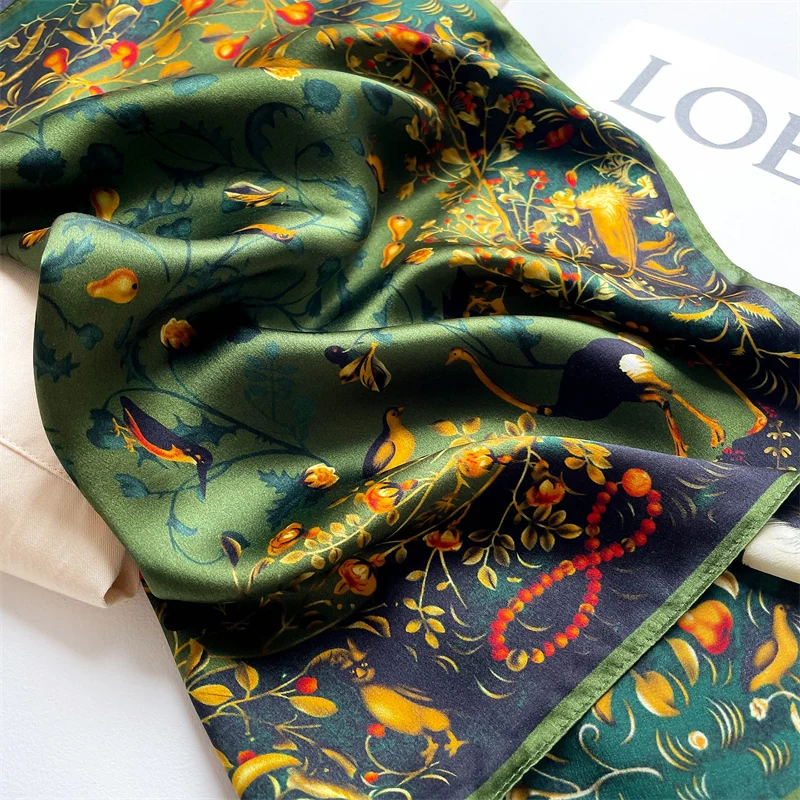 Fashion 100% Silk Satin Scarf Women Handkerchief Printed Bag Scarfs Female Square Head Bandana Small Neck Scarves For Ladies