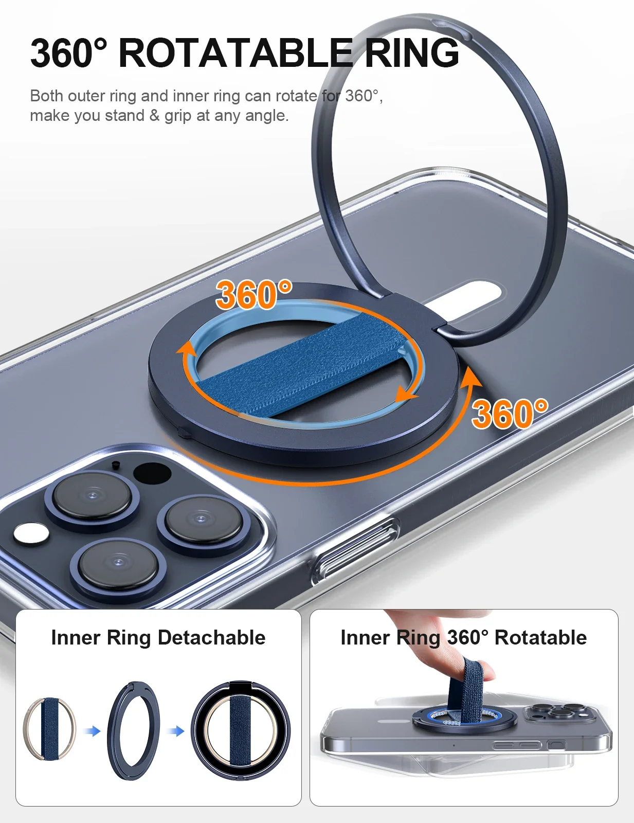 حامل هاتف EWA MagOne Ultra، حامل هاتف مغناطيسي مزدوج قابل للاستبدال وقابل للإزالة لسلسلة iPhone 13-16