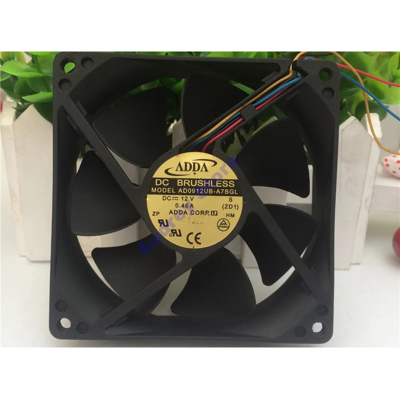 

9025 9cm AD0912UB-A7BGL 12V 0.45A Double ball bearing 4-pin PWM fan 3600rpm air blower