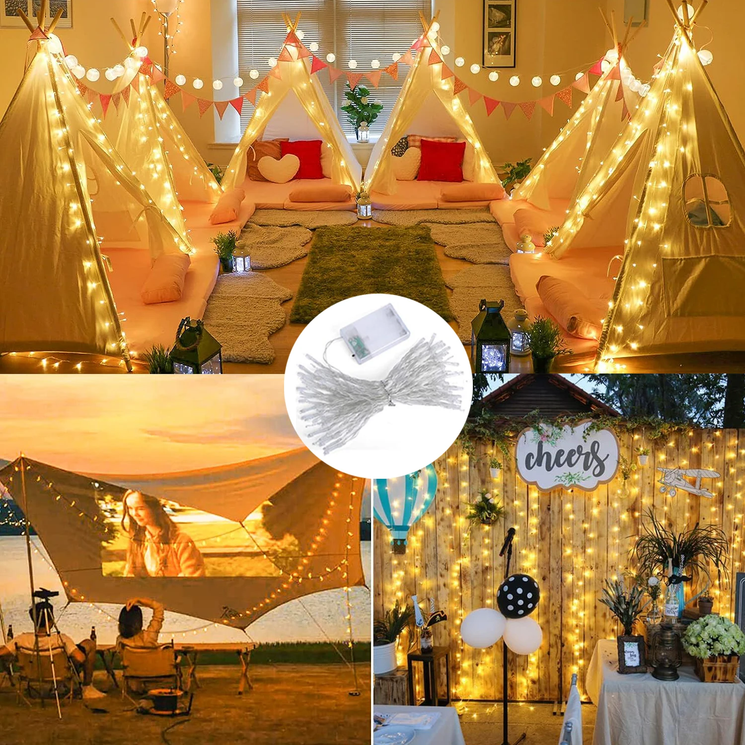 10/20/40/80 LEDs Battery Valentine Garland Festoon String Fairy Light for Bedroom Birthday Wedding Party Decor Warm White 2M-10M