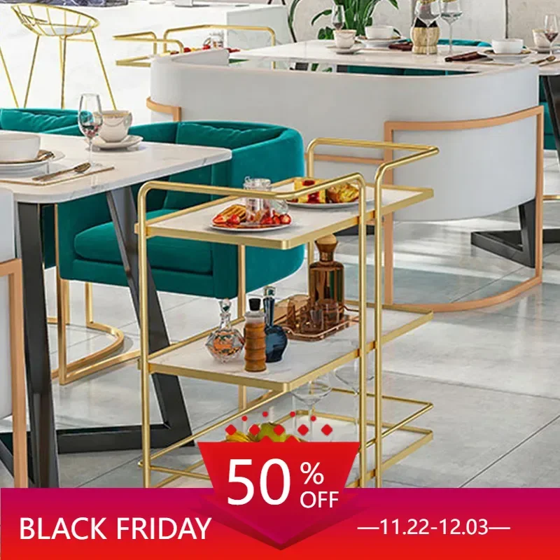 Cleaning Rotating Shelf Salon Trolley Serving Bar Gold Drink Salon Trolley Workshop Muebles Peluqueria Salon Furniture Fg19