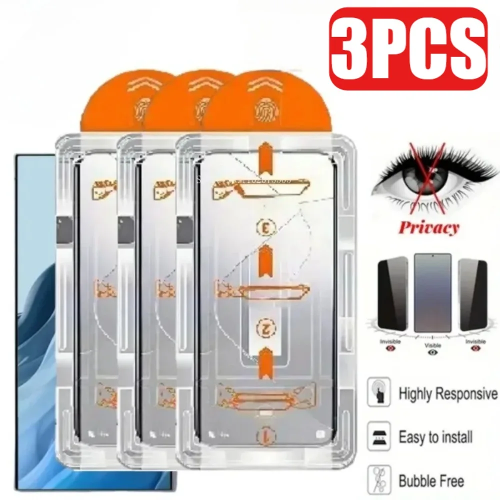 

3 шт., легко устанавливаемая закаленная пленка для Samsung Galaxy A07 A56 A55 A32 A30 A26, противошпионская пленка A21 A16 A17 A06 A15