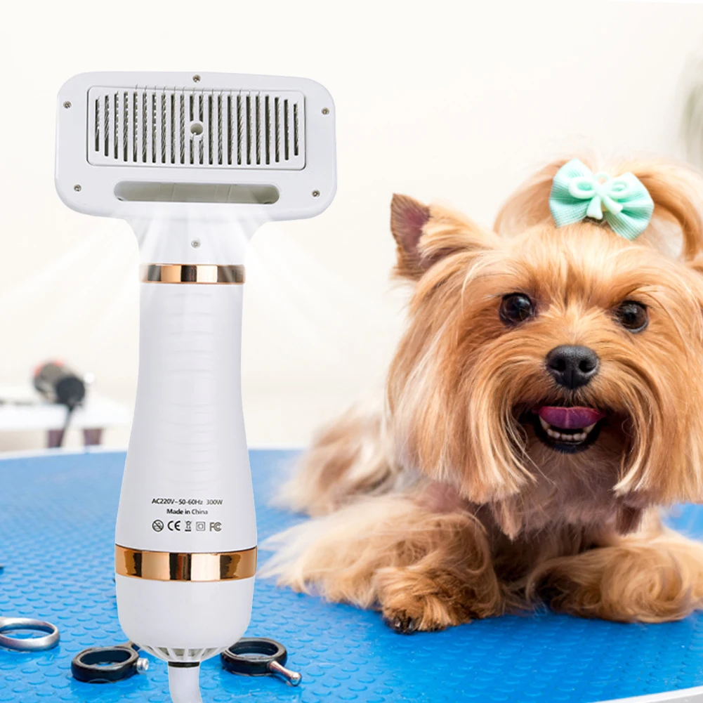 Pet Dog Hair Dryer 2-in-1 Cat Dog Dryer Grooming And Care Adjustable Temperature Low Noise Pet Blow Dryer Comb Cat Dog Supplies