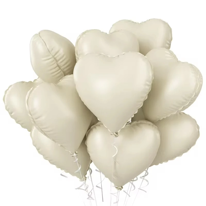 10Pcs 18inch Heart Shape Foil Balloons Set Coffee Caramel Heart Foil Balloons for Engagement Brithday Baby Shower Wedding Decor image 6