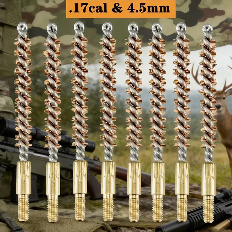 5Pcs .17cal Copper Phosphor Bristle Bronze Bore Cleaning Brush,for Shoutgun Pistol Bore Brushes Cleaning Mop Brushes,GunTool Kit image 5