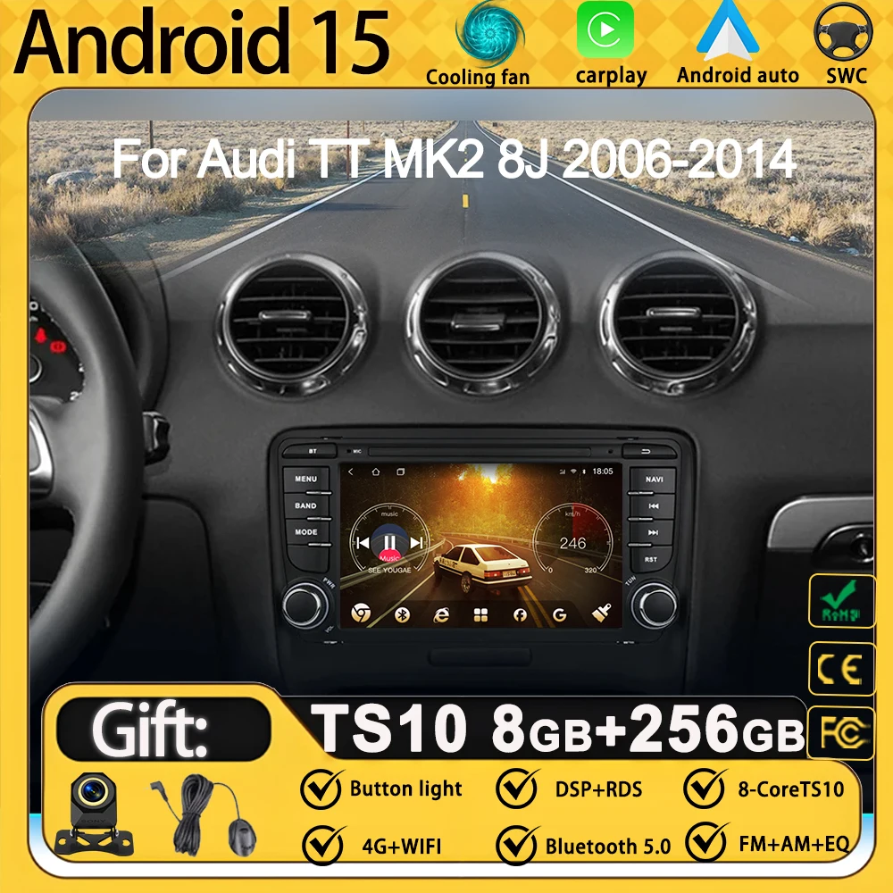 Автомобильный Android для Audi TT MK2 8J 2006-2014 Мультимедийный автоплеер HDR QLED Экран Зеркальная связь Wi-Fi Bluetooth Carplay Беспроводной Автомобильный Android для Audi TT MK2 8J 2006-2014 Мультимедийный автоплеер HDR QLED Экран Зеркальная связь Wi-Fi Bluetooth Carplay Беспроводной